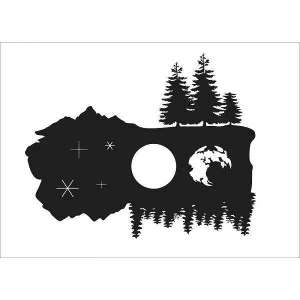 Airbrush Schablone Wald Mond 2 Schattenbild